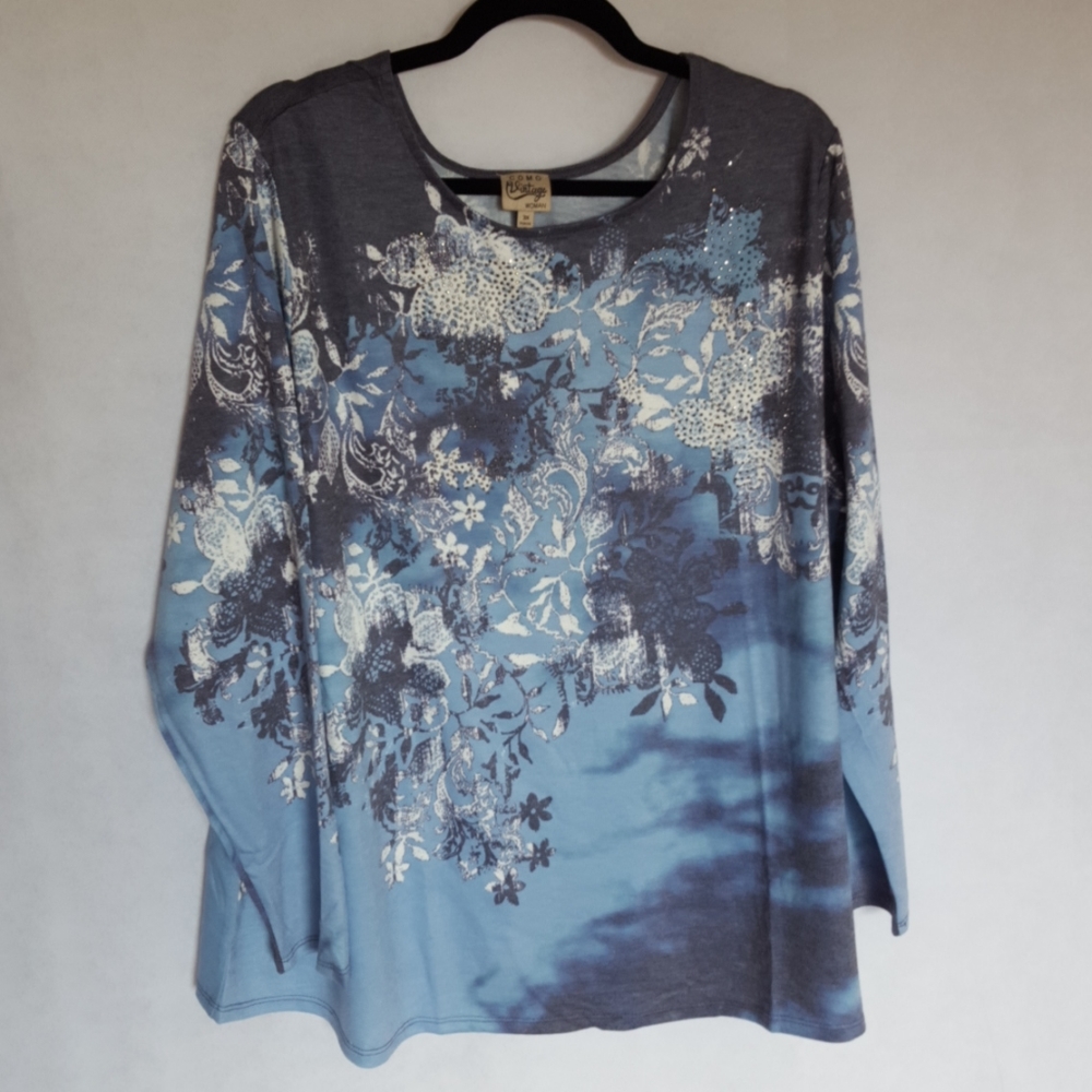 Como Vintage Blue Sparkle Tunic, Size 3X